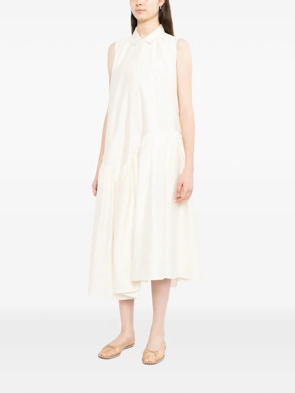 JNBY Asymmetrische gesmockte blousejurk Beige