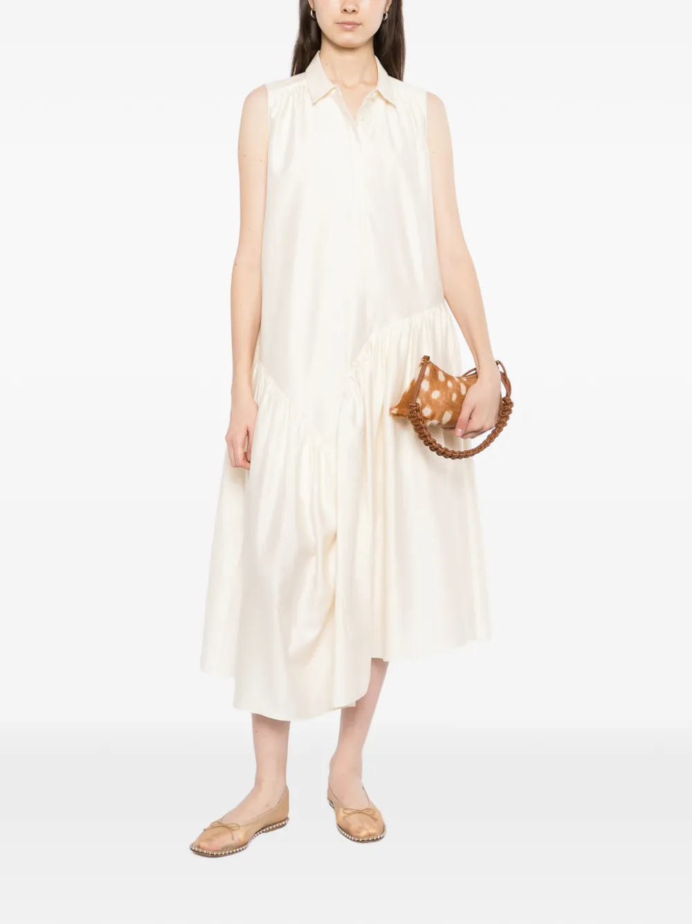 JNBY Asymmetrische gesmockte blousejurk Beige