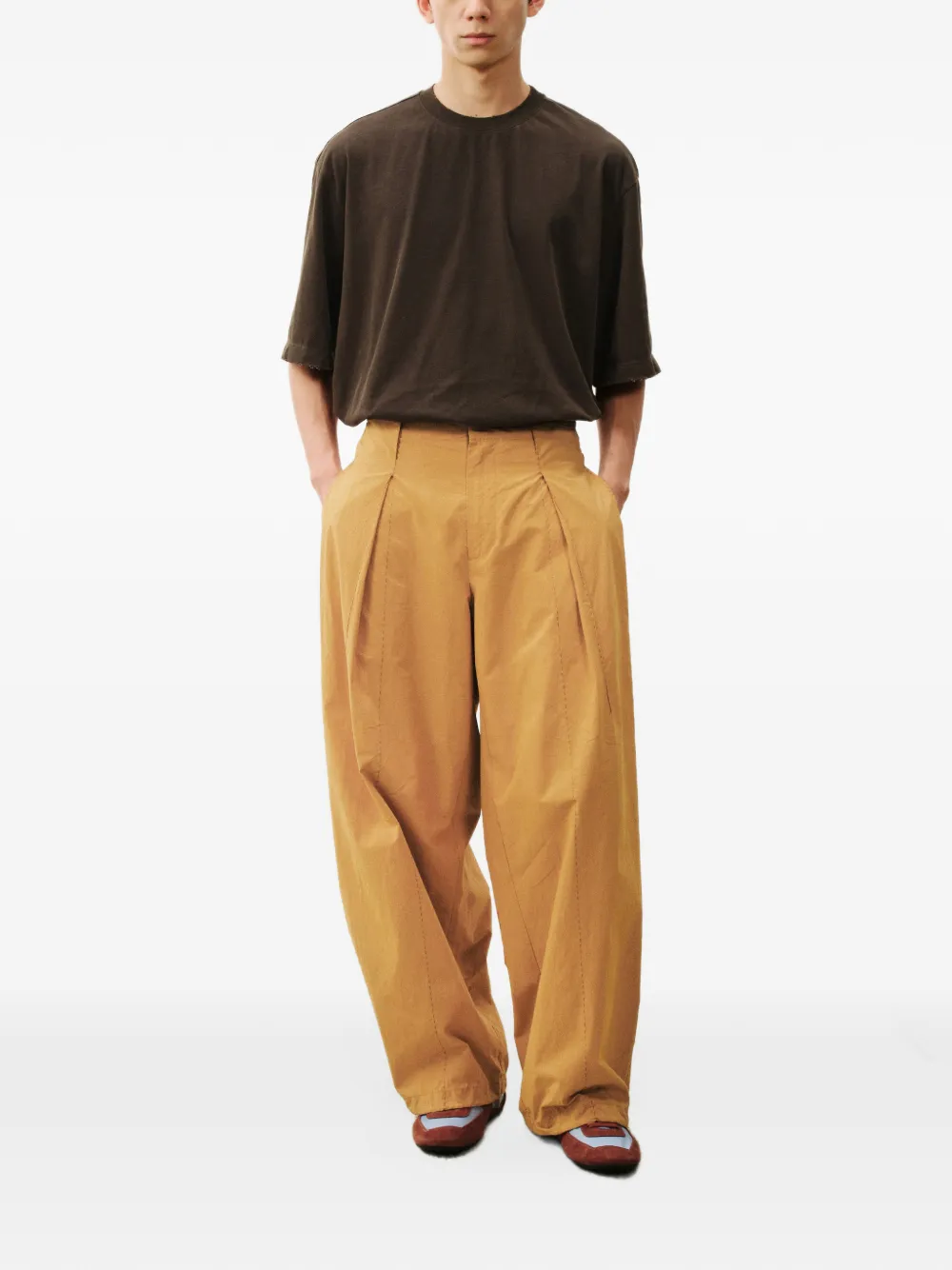 CROQUIS Broek met geplooide details Oranje