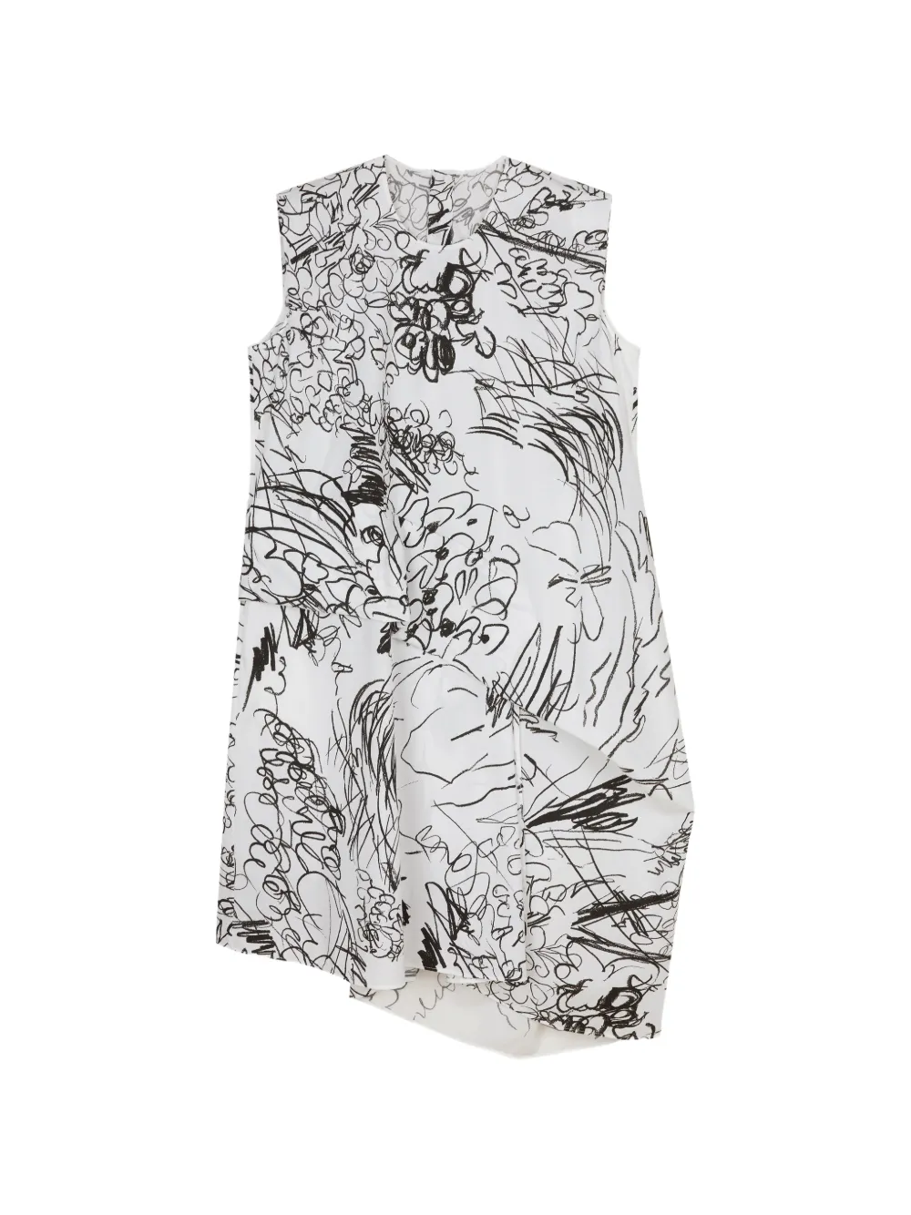 JNBY Handgetekende jurk met bloemenprint en getailleerde taille Wit