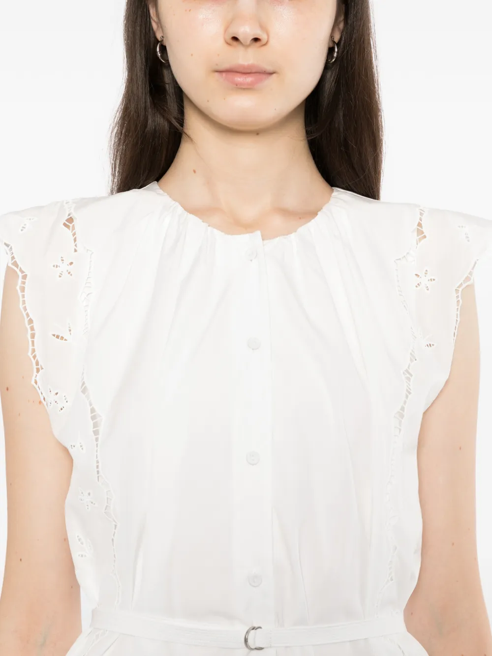 LESS Mouwloze blousejurk met uitgesneden details Wit