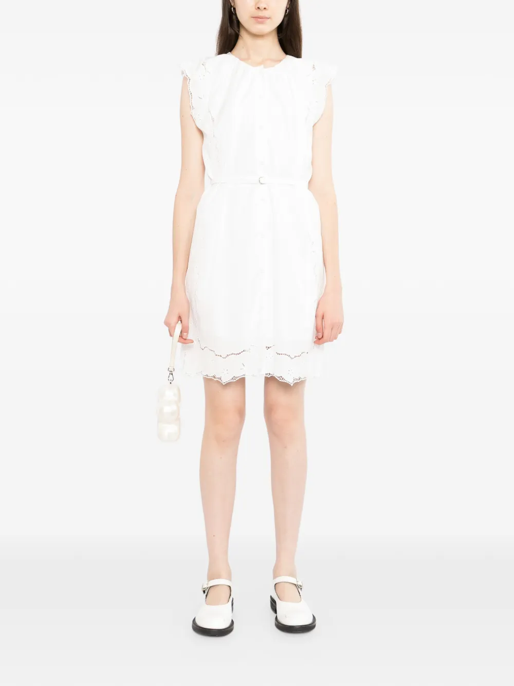 LESS Mouwloze blousejurk met uitgesneden details Wit