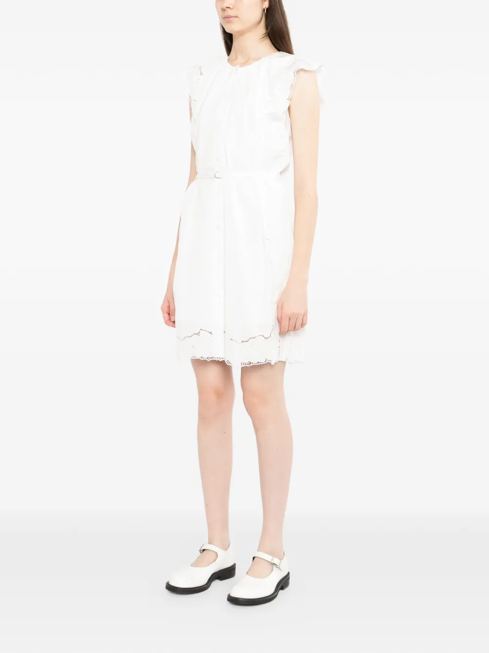 LESS Mouwloze blousejurk met uitgesneden details Wit