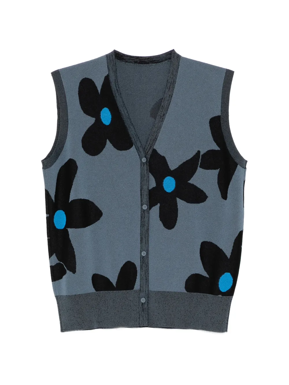 LESS Cardigan con intarsi a fiori - Blu