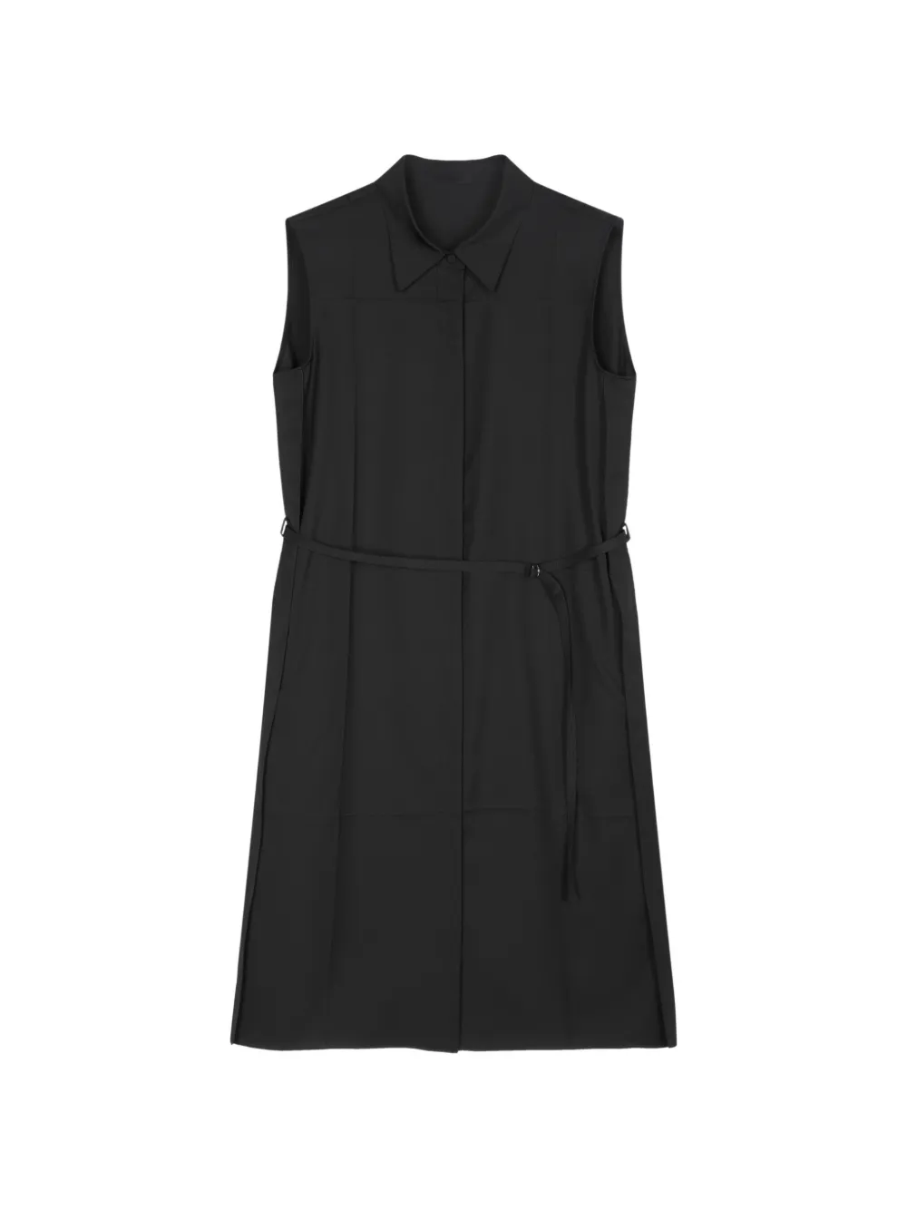 LESS Mouwloze jurk met ceintuur Zwart