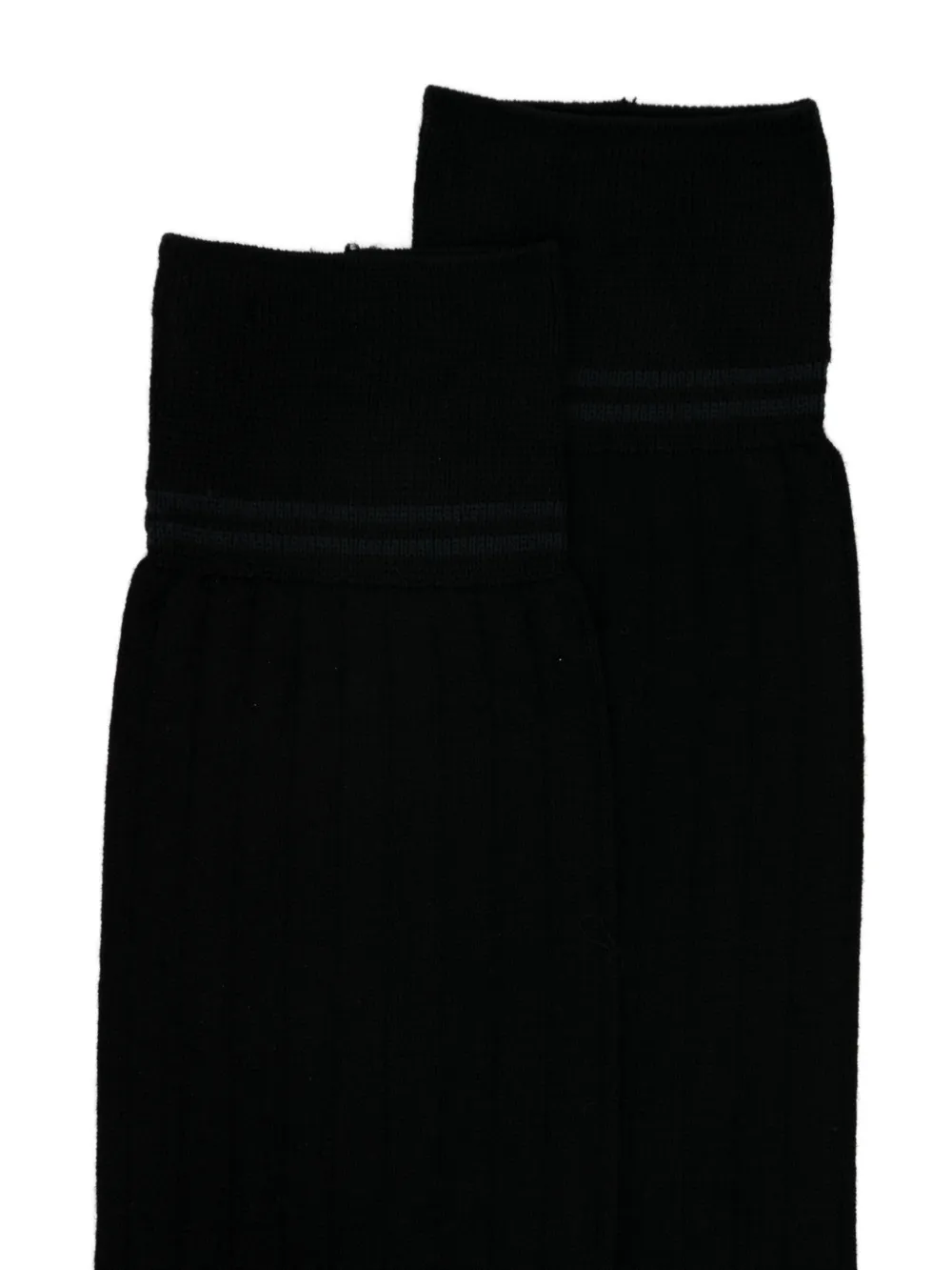 Zegna Ribgebreide sokken met gestreepte cuffs Zwart