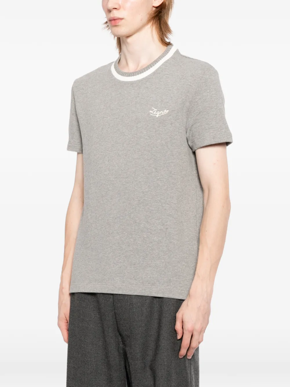 Zegna T-shirt met geborduurd logo Grijs