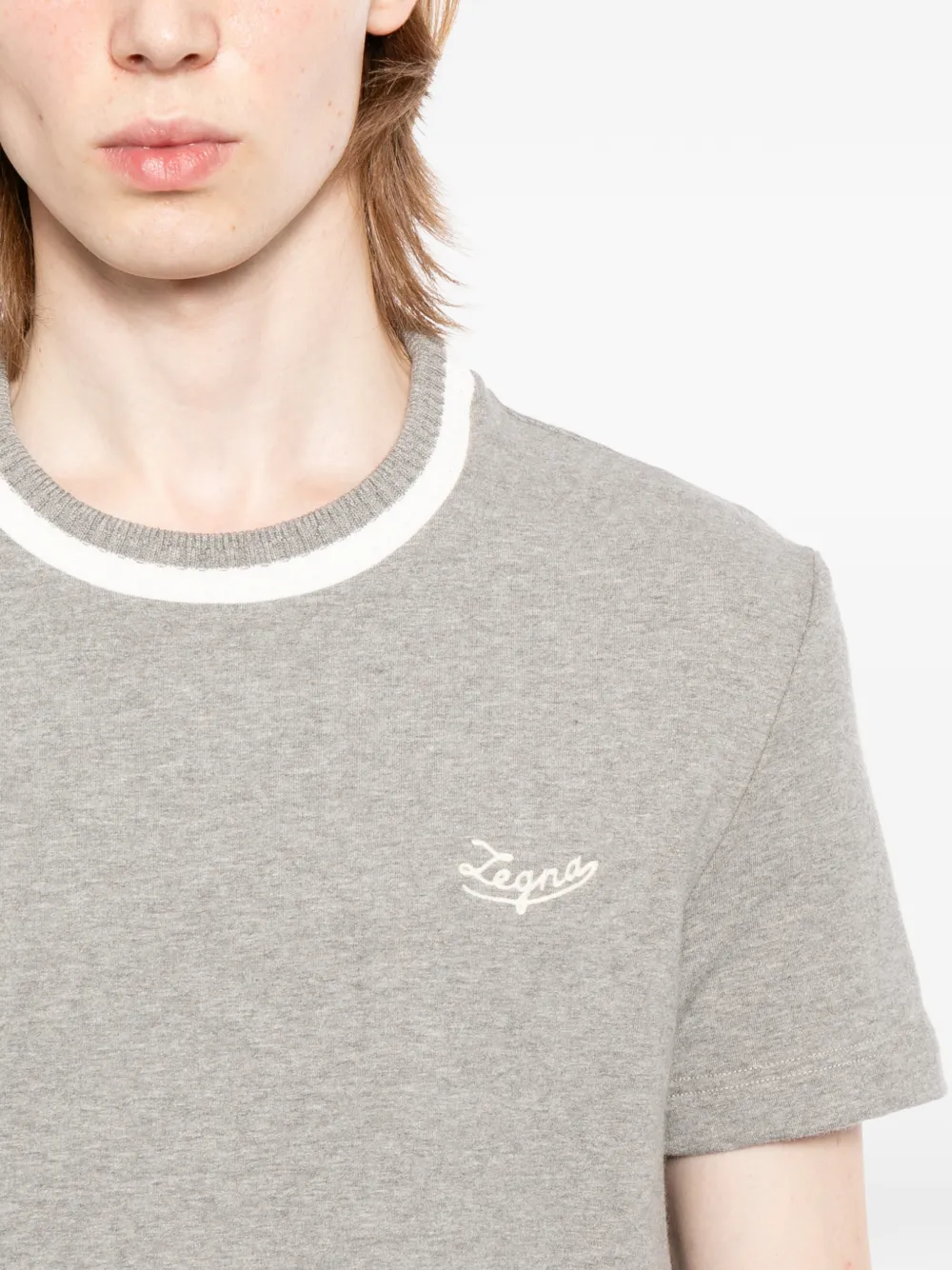 Zegna T-shirt met geborduurd logo Grijs