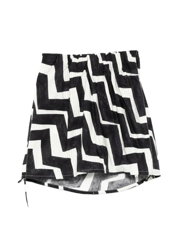 JNBY zigzag-print Drawstring Bandeau Top | Black | FARFETCH