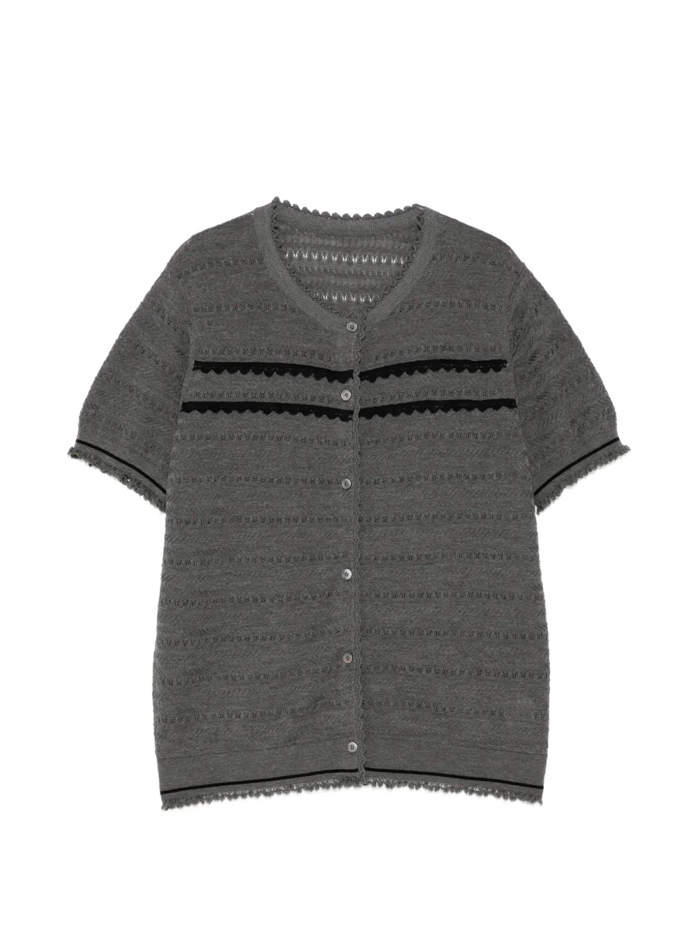 JNBY Bluse aus Pointelle-Strick mit Wellensaum - Grau