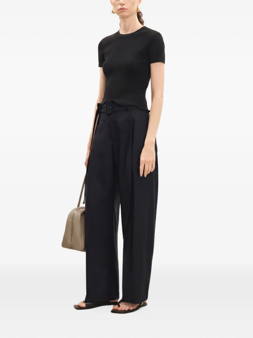 LESS Broek met wijde pijpen Zwart
