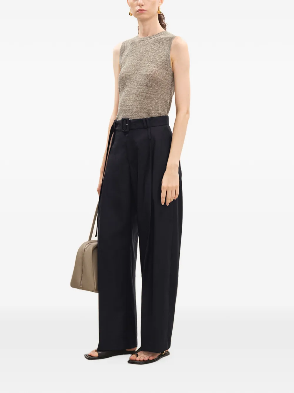 LESS Broek met wijde pijpen Zwart