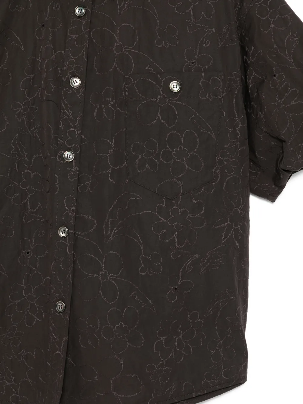 JNBY Blouse met pofmouwen en geborduurde bloemen Bruin