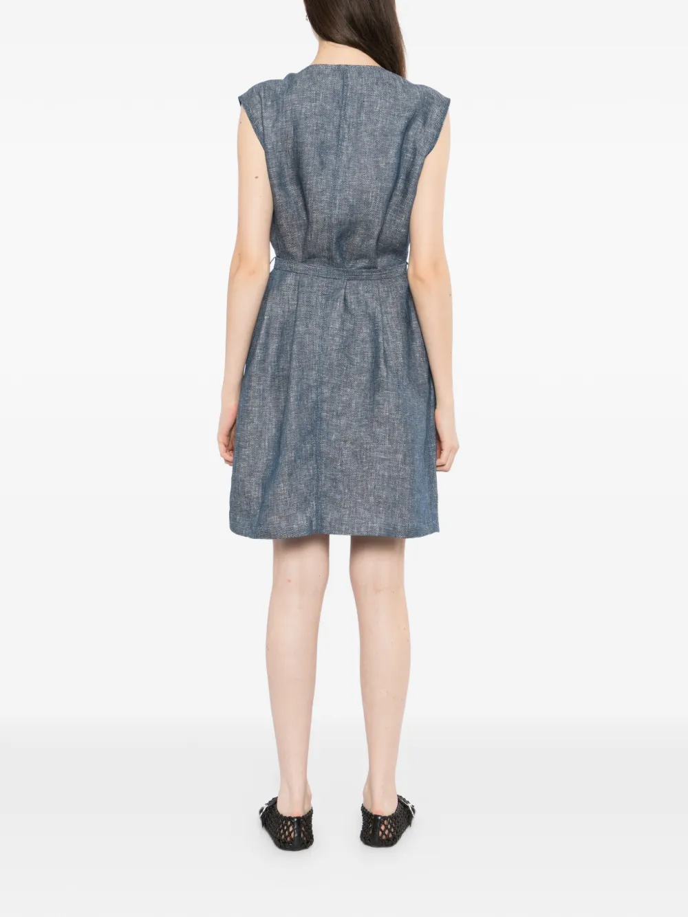 LESS Mouwloze jurk met V-hals Blauw