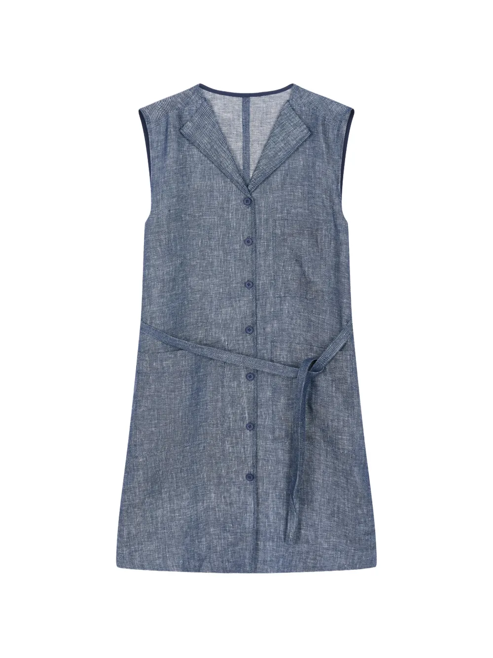LESS Mouwloze jurk met V-hals Blauw