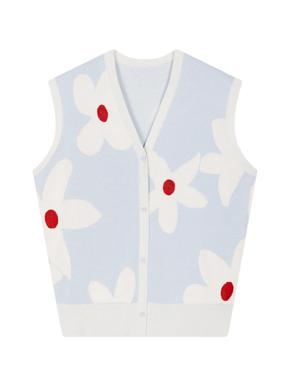LESS Cardigan mit Blumen-Intarsie - Blau