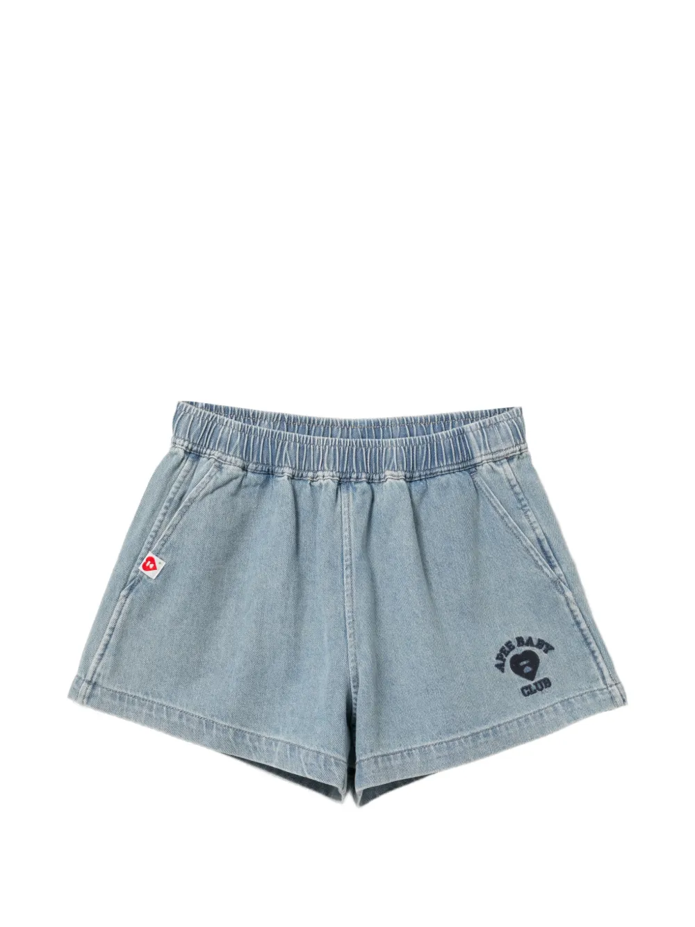 APEE™ by *A BATHING APE® heart logo embroidered denim short - Blue