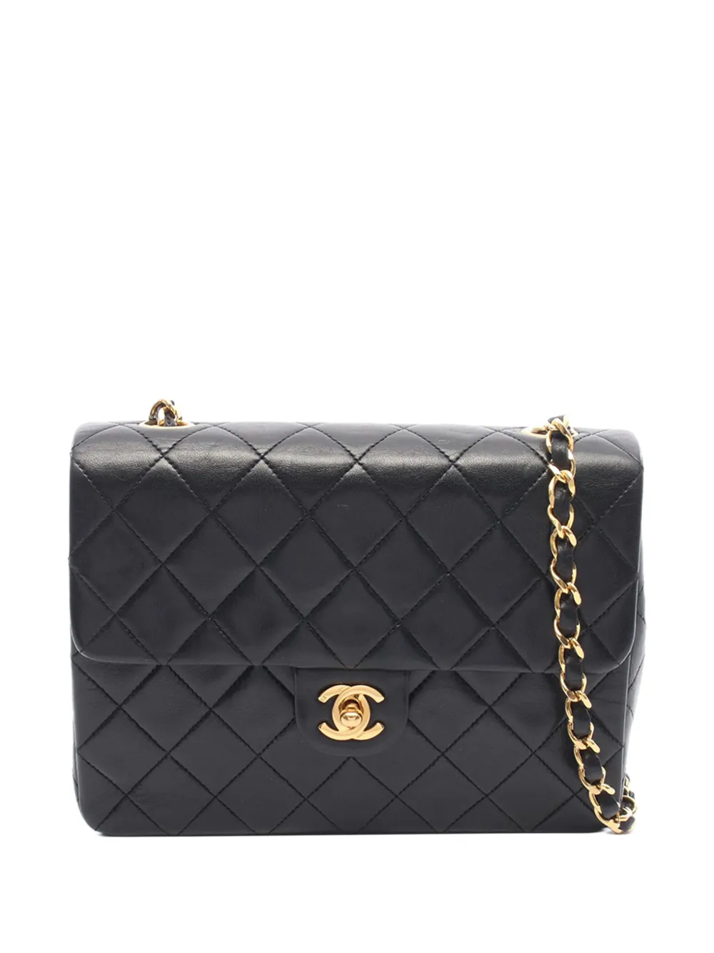 CHANEL Pre-Owned 1989-1991 Mini Square Classic Lambskin Single Flap crossbody bag - Nero