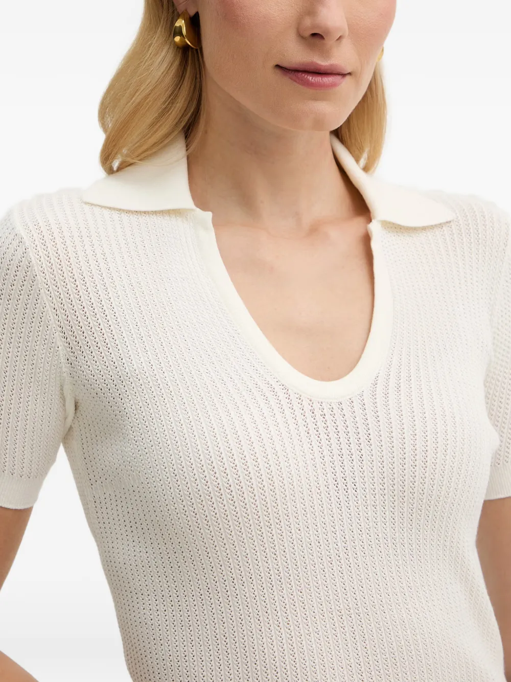 Elisabetta Franchi Gebreid poloshirt met logo-print Beige