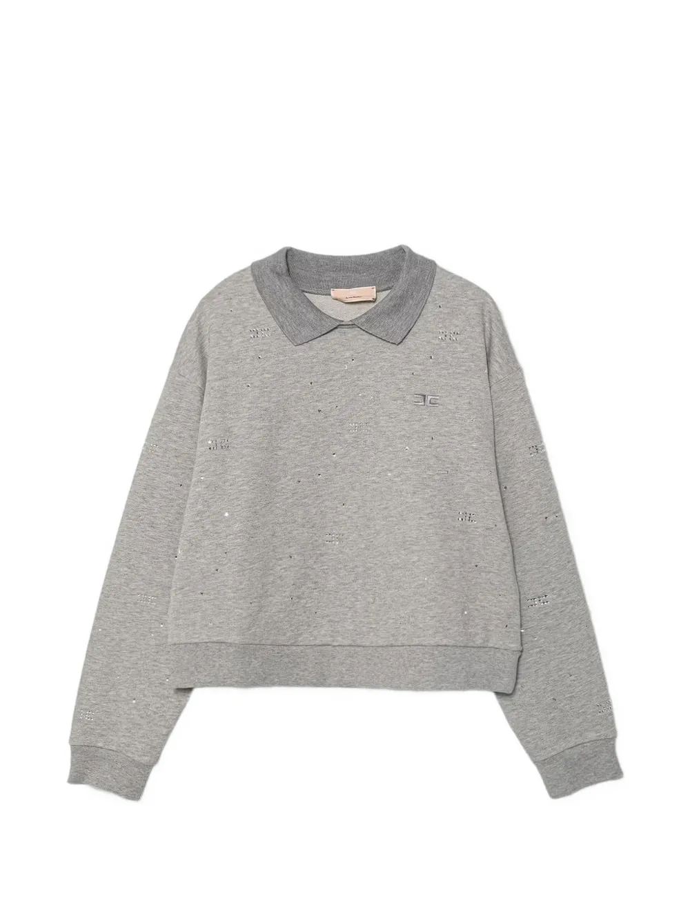 Elisabetta Franchi Kids crystal-embellished polo-collar sweater - Grigio