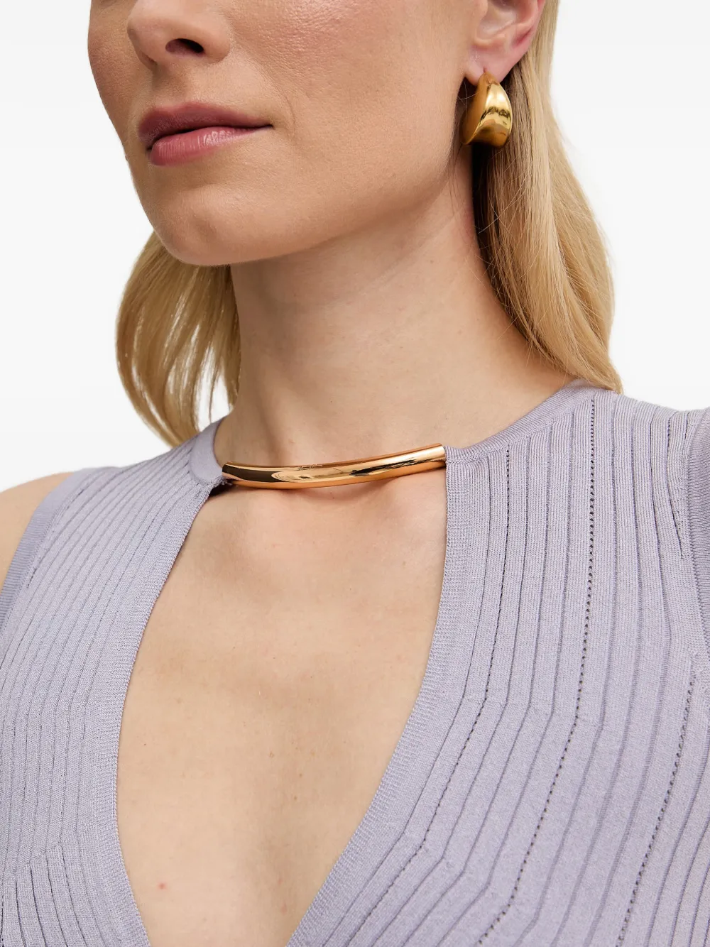 Elisabetta Franchi Ribgebreide wikkeltop Paars