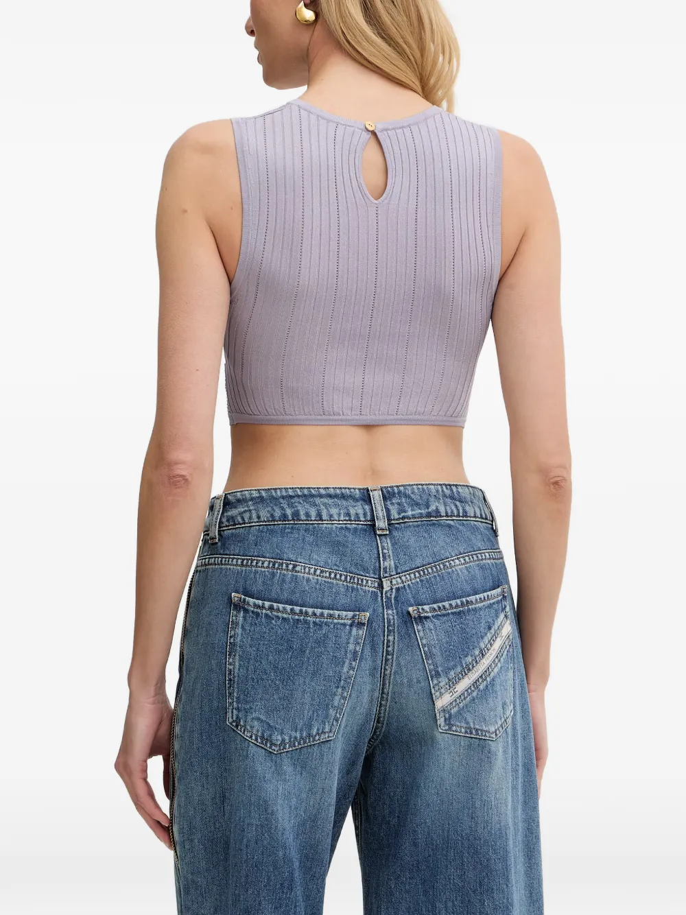 Elisabetta Franchi Ribgebreide wikkeltop Paars