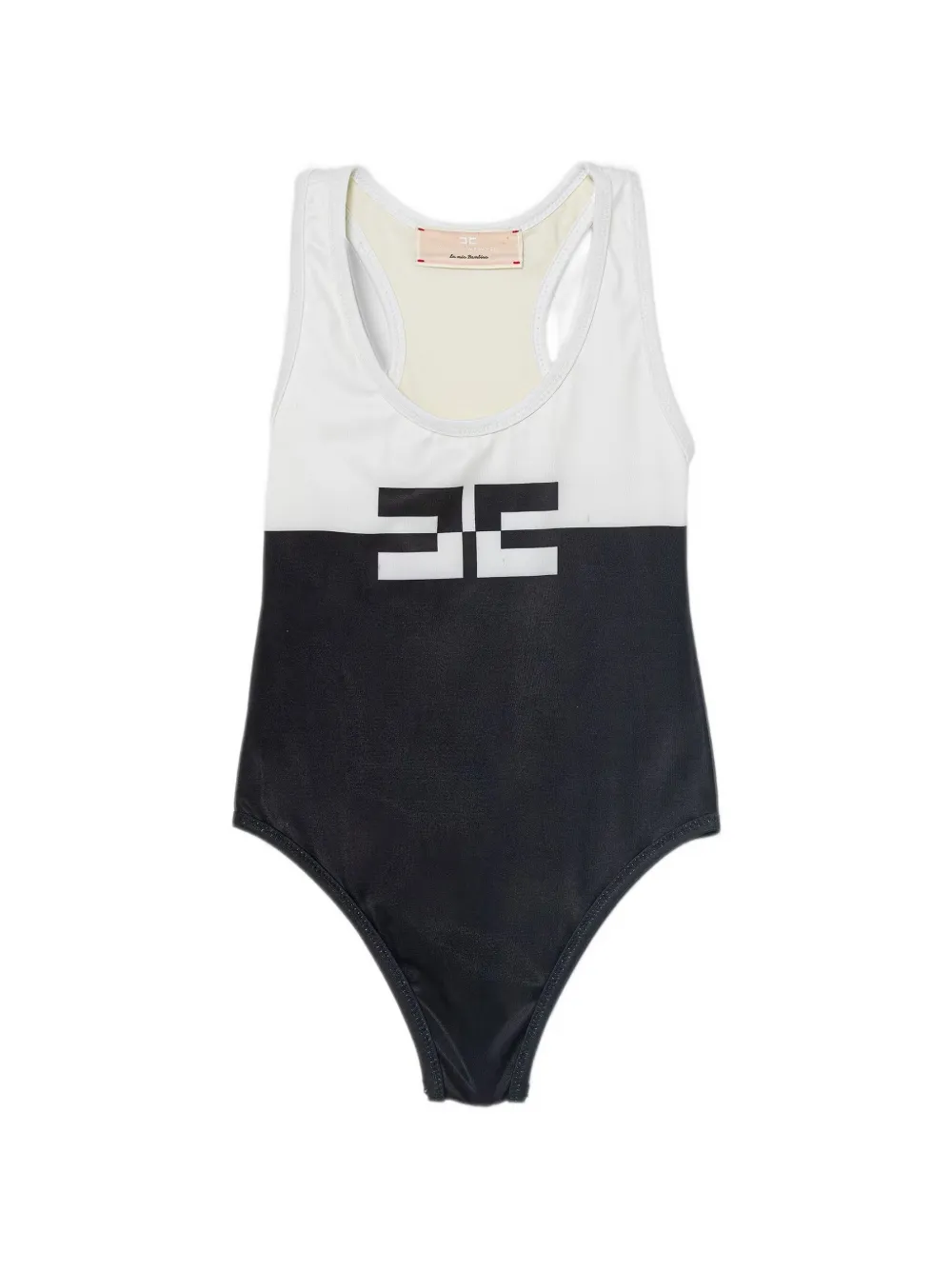 Elisabetta Franchi Kids logo-print colour-block swimsuit - Nero
