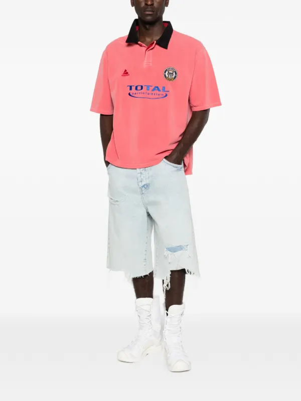 Martine Rose Washed Logo Polo Shirt | Pink | FARFETCH