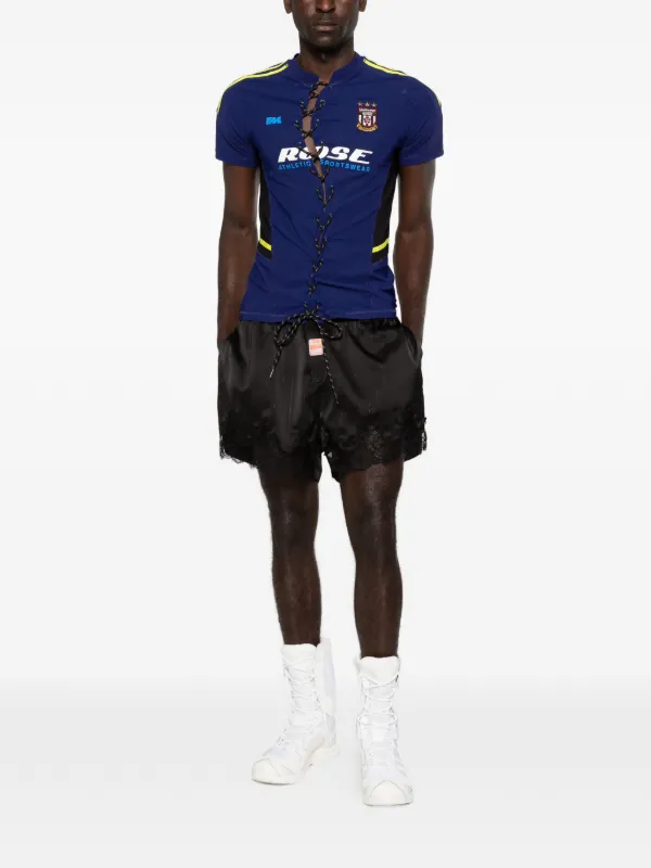 Martine Rose lace-up Stripe T-shirt | Blue | FARFETCH JO