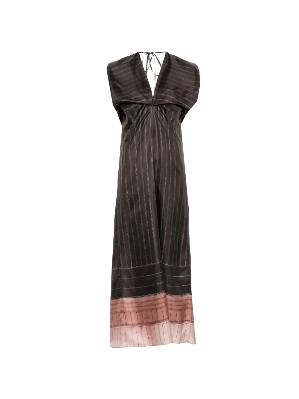 Alysi pinstripe-pattern gathered maxi dress - Marrone