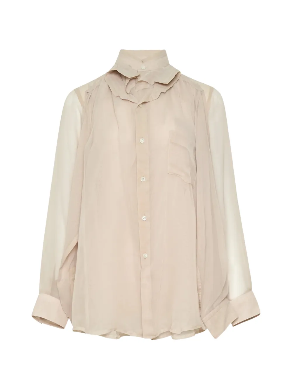 Comme Des Garçons Sheer Layered Shirt In Neutral