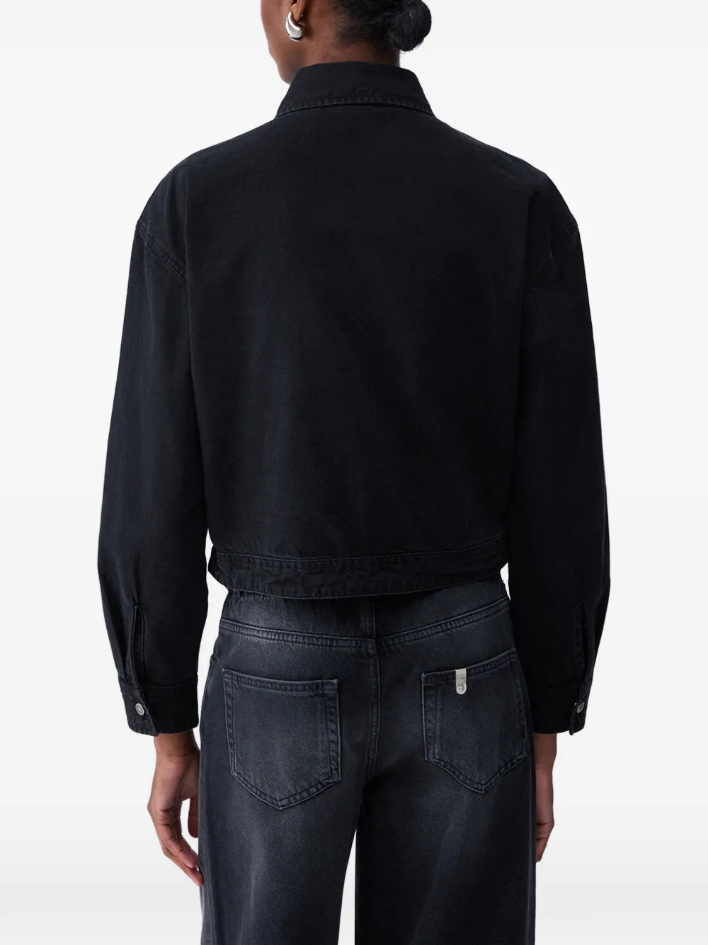 LIU JO shirt in denim with embroidery Zwart