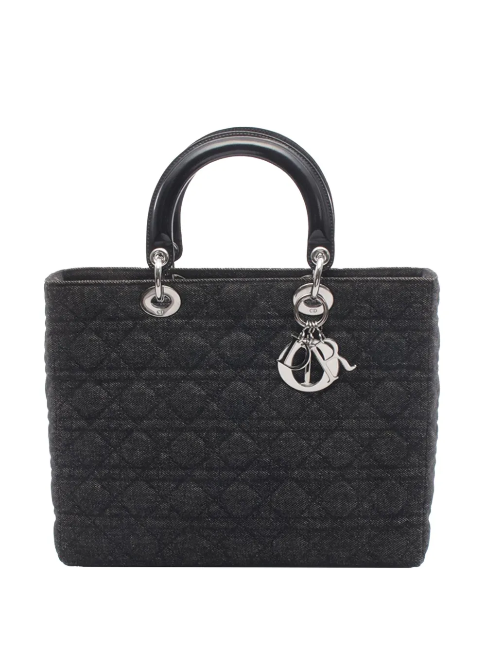 Christian Dior Pre-Owned 2000 Large Denim Cannage Lady Dior tote bag - Black
