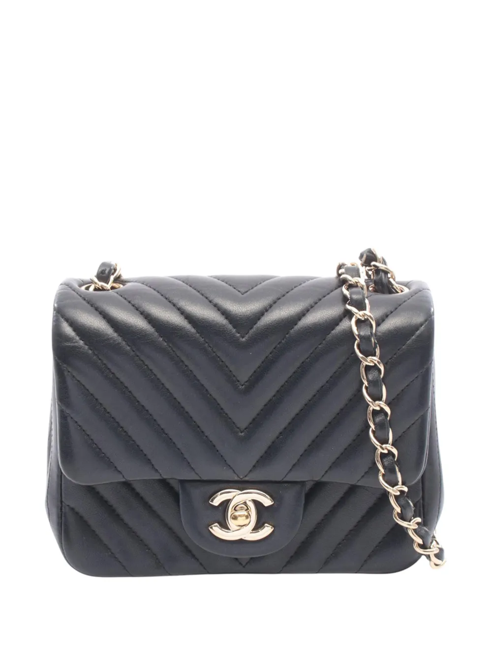 CHANEL Pre-Owned 2017-2018 Mini Square Classic Chevron Lambskin Single Flap crossbody bag - Nero