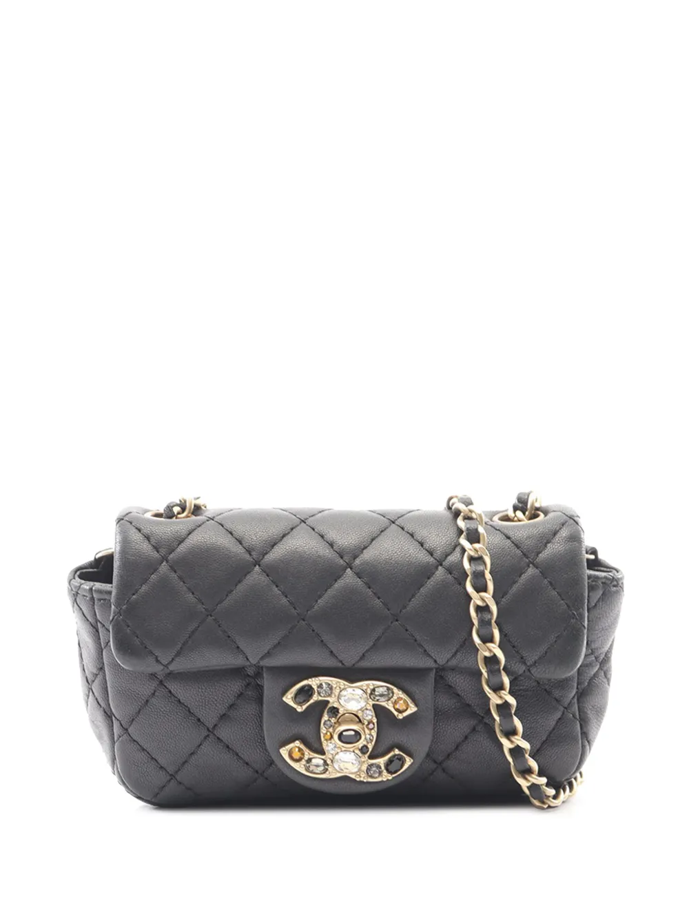 CHANEL Pre-Owned 2010-2011 Mini Quilted Lambskin Precious Jewel Flap crossbody bag - Nero