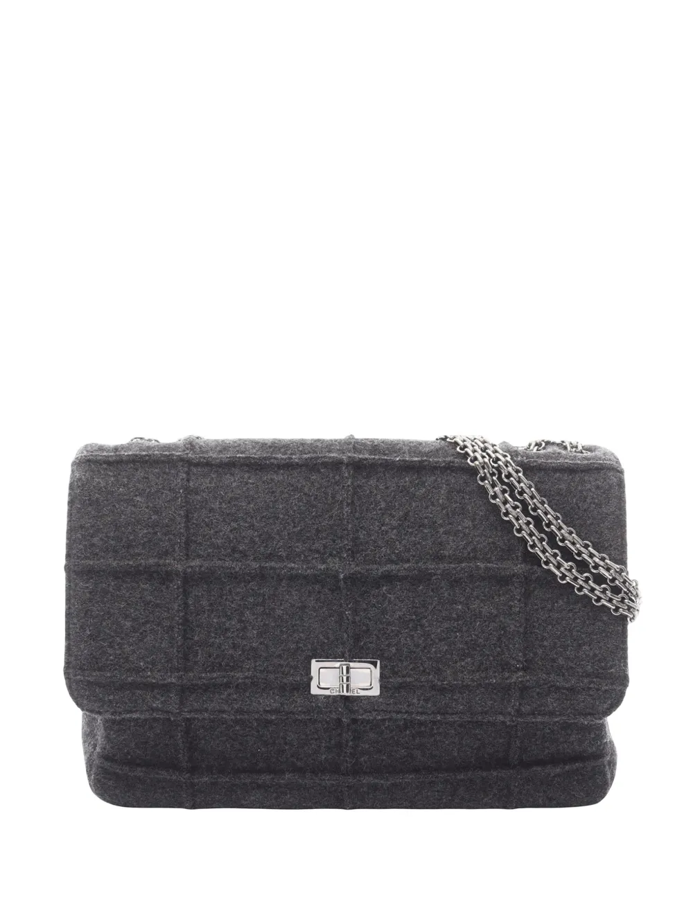 CHANEL Pre-Owned 1997-1999 Chocolate Bar Wool Reissue 2.55 Flap shoulder bag - Grigio