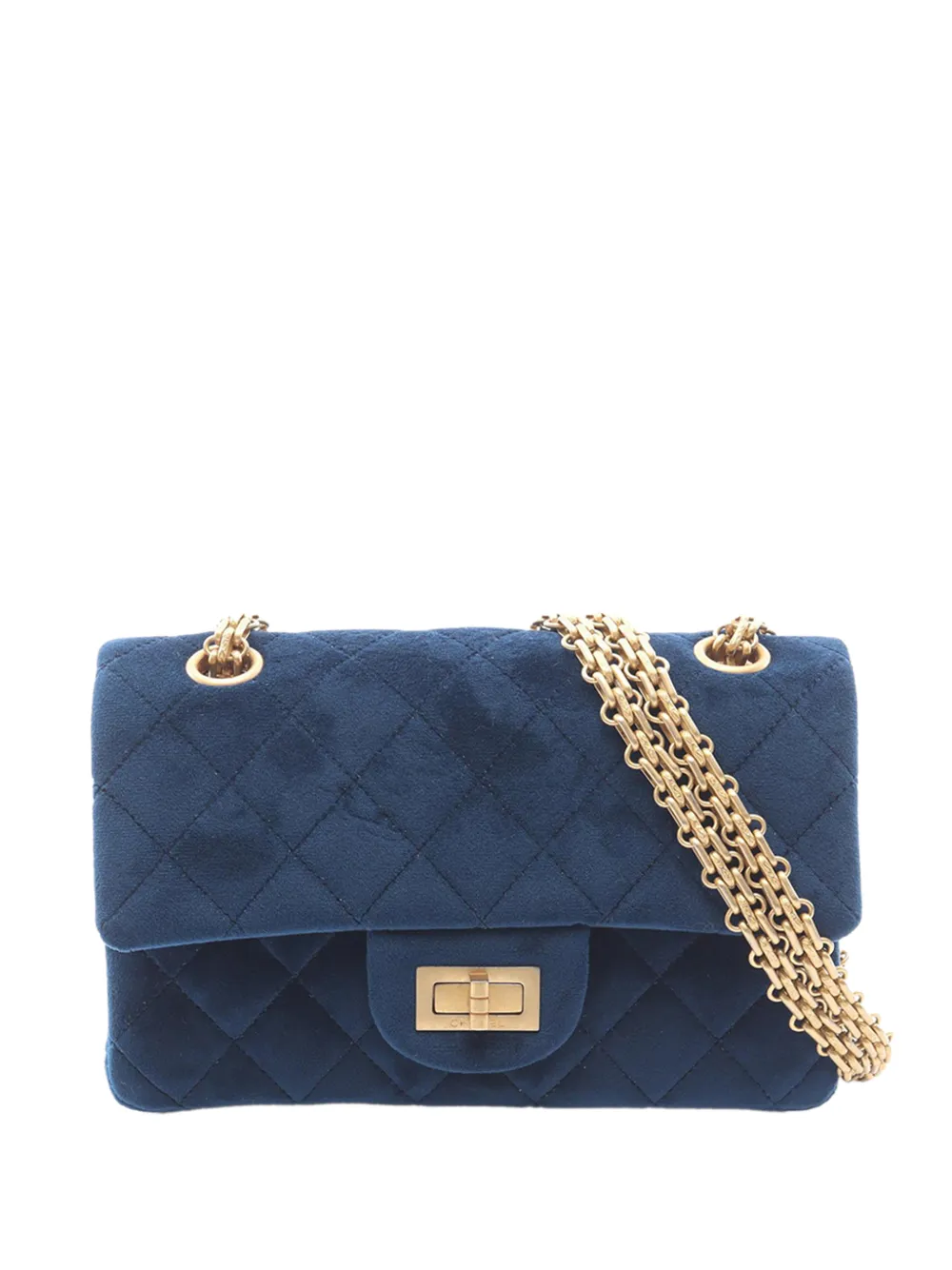 CHANEL Pre-Owned 2019 Mini Quilted Velvet Reissue 2.55 Single Flap shoulder bag - Blu