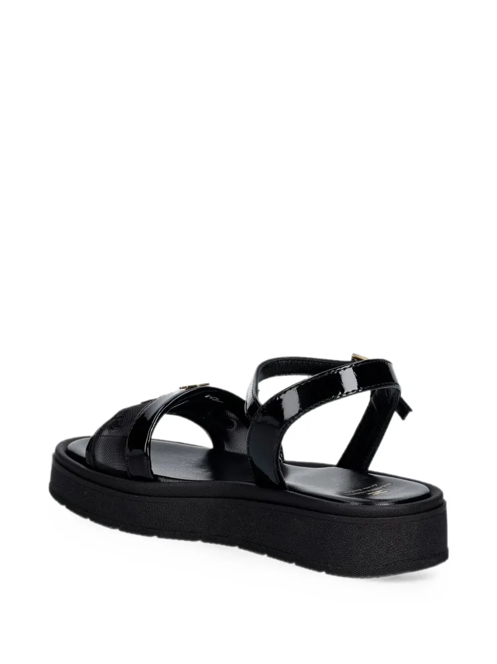 Elisabetta Franchi Kids logo-plaque patent-finish sandals Zwart