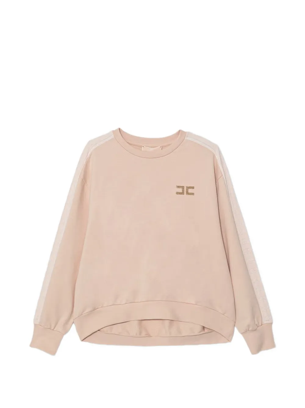Elisabetta Franchi Kids logo-plaque side-stripe sweatshirt - Toni neutri