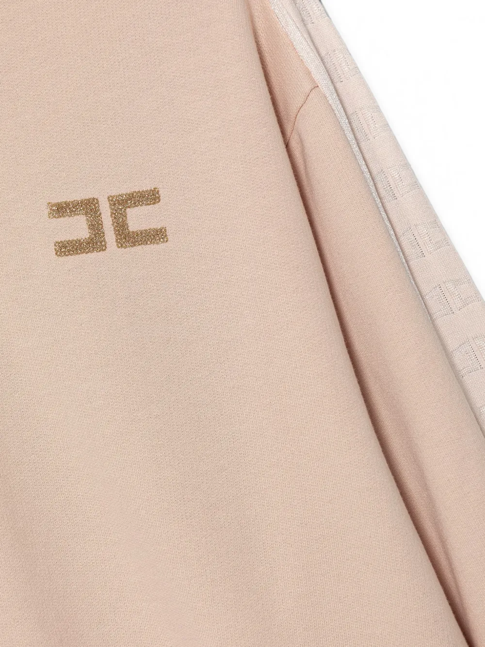Elisabetta Franchi Kids Sweater met zijstreep en logo-plakkaat Beige