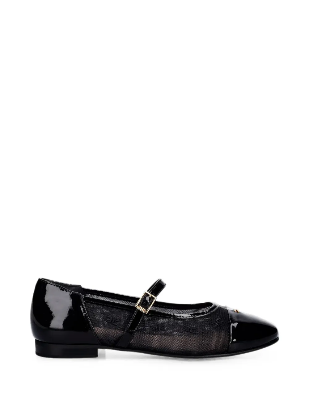 Elisabetta Franchi Kids logo-plaque patent-calf leather ballet flats - Nero