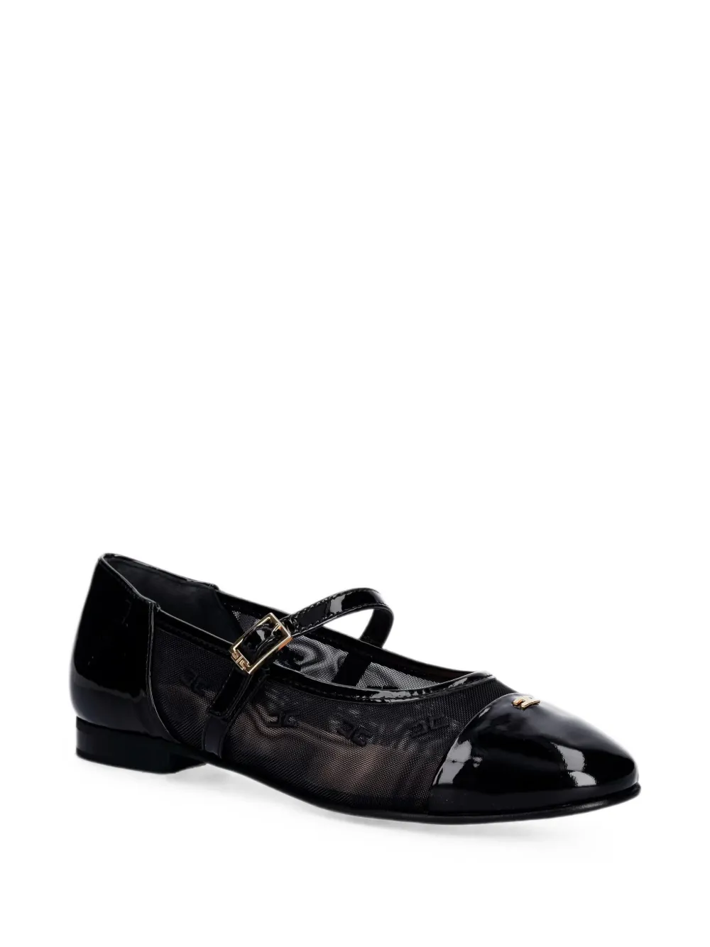 Elisabetta Franchi Kids logo-plaque patent-calf leather ballet flats Zwart