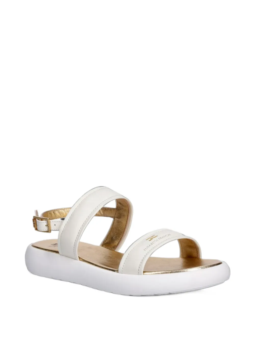 Elisabetta Franchi Kids logo-plaque buckled sandals - Toni neutri