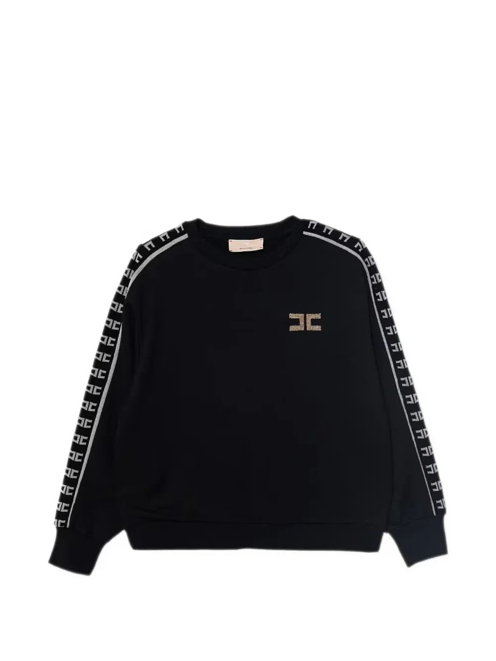 Elisabetta Franchi Kids logo-tape sequin-logo sweatshirt Zwart