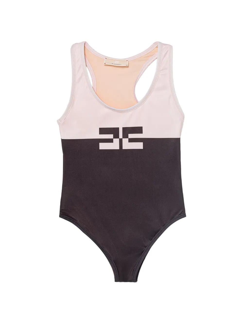 Elisabetta Franchi Kids logo-print racerback swimsuit - Marron