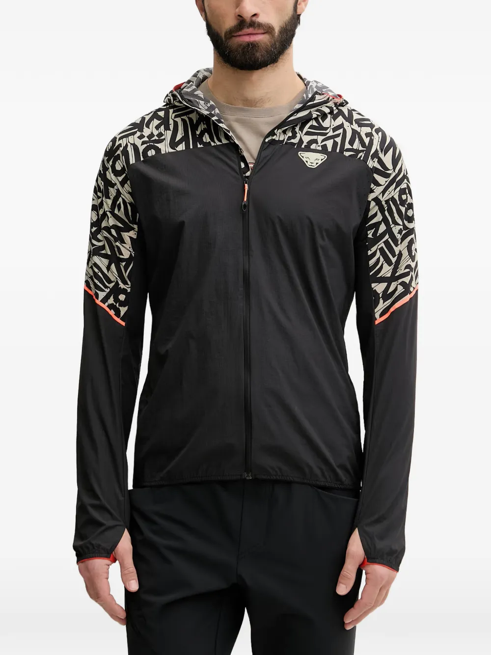 DYNAFIT abstract-print hooded jacket - Schwarz