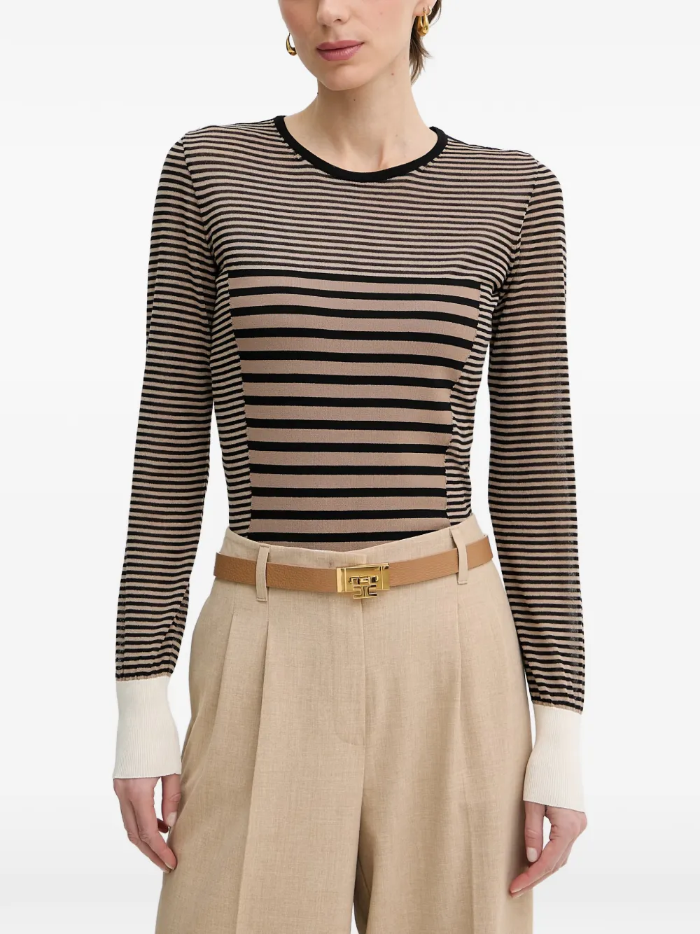 Elisabetta Franchi Horizontal-stripe Sweater In Multi