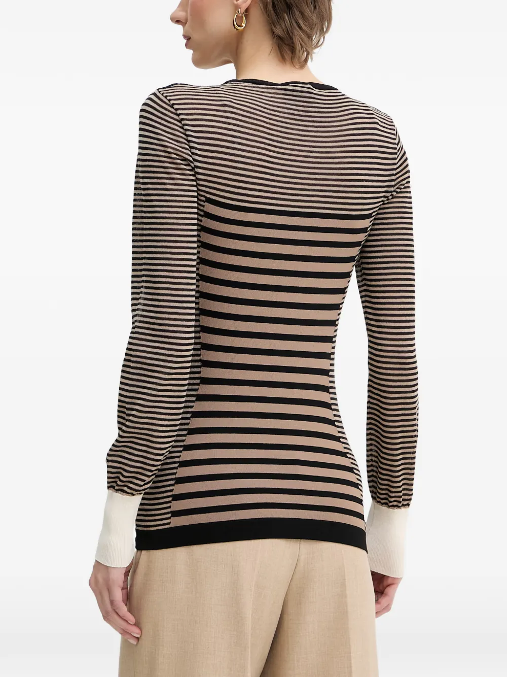 Elisabetta Franchi Trui met horizontale streep Beige