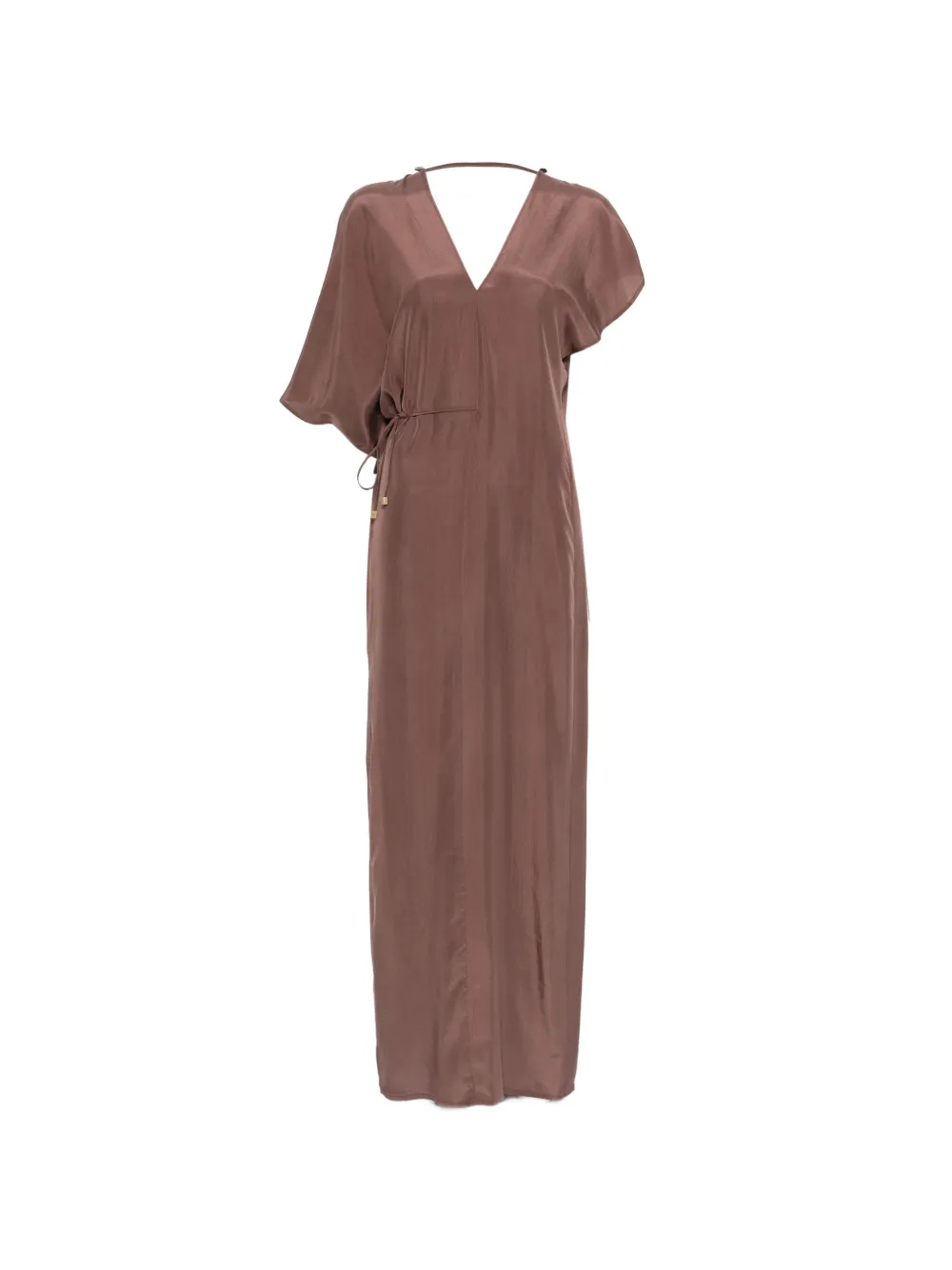 Alysi drawstring V-neck maxi dress - Marrone