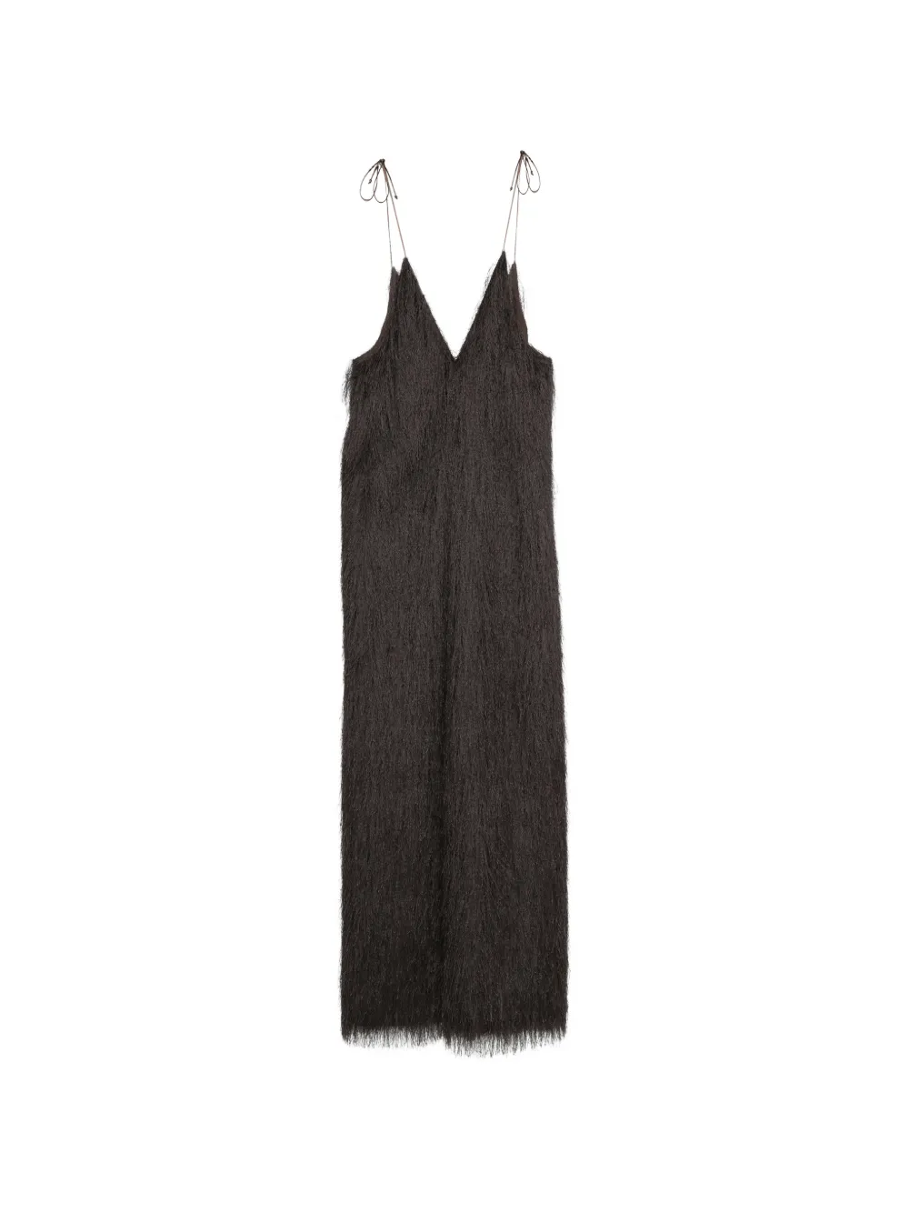 Alysi V-neck fringed maxi dress - Marrone